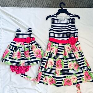Jona Michelle Navy and Pink Floral Dress Set